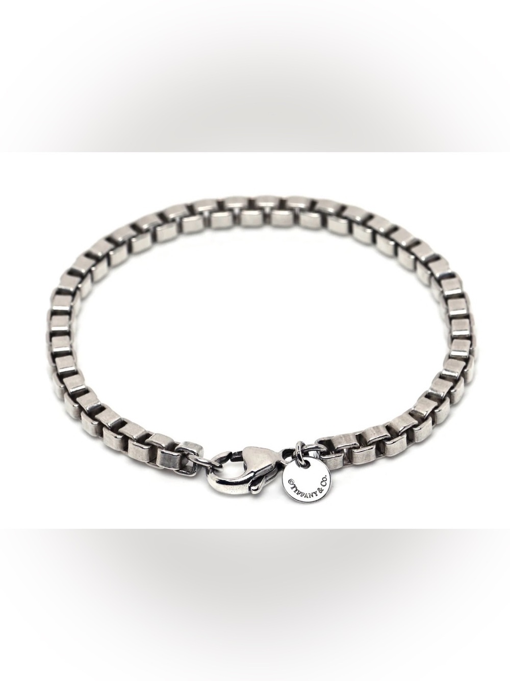 Tiffany & Co. Silver Box-Chain Bracelet with Round Tag